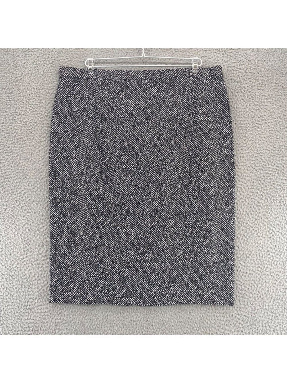 Kasper Skirt Womens 16 Black White Pattern Pencil Straight Midi Stretch Career